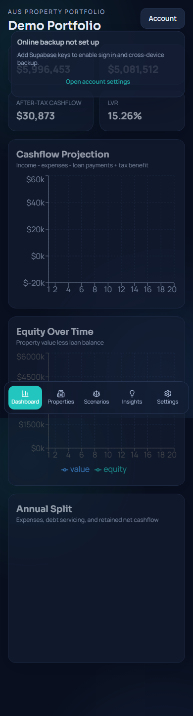 Account menu screenshot