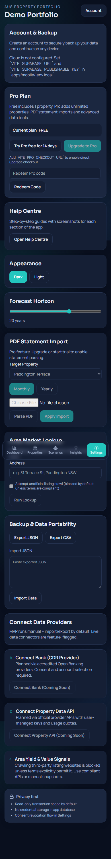 PDF import screenshot